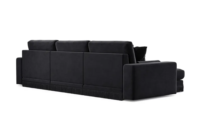 Arken Lyx vendbar, dyp 5-seters L-formet sjeselongsofa i fløyel - Svart - Møbler - Sofaer - Sofa med sjeselong