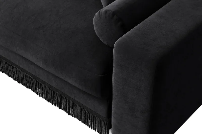 Arken Lyx vendbar, dyp 5-seters L-formet sjeselongsofa i fløyel - Svart - Møbler - Sofaer - Sofa med sjeselong