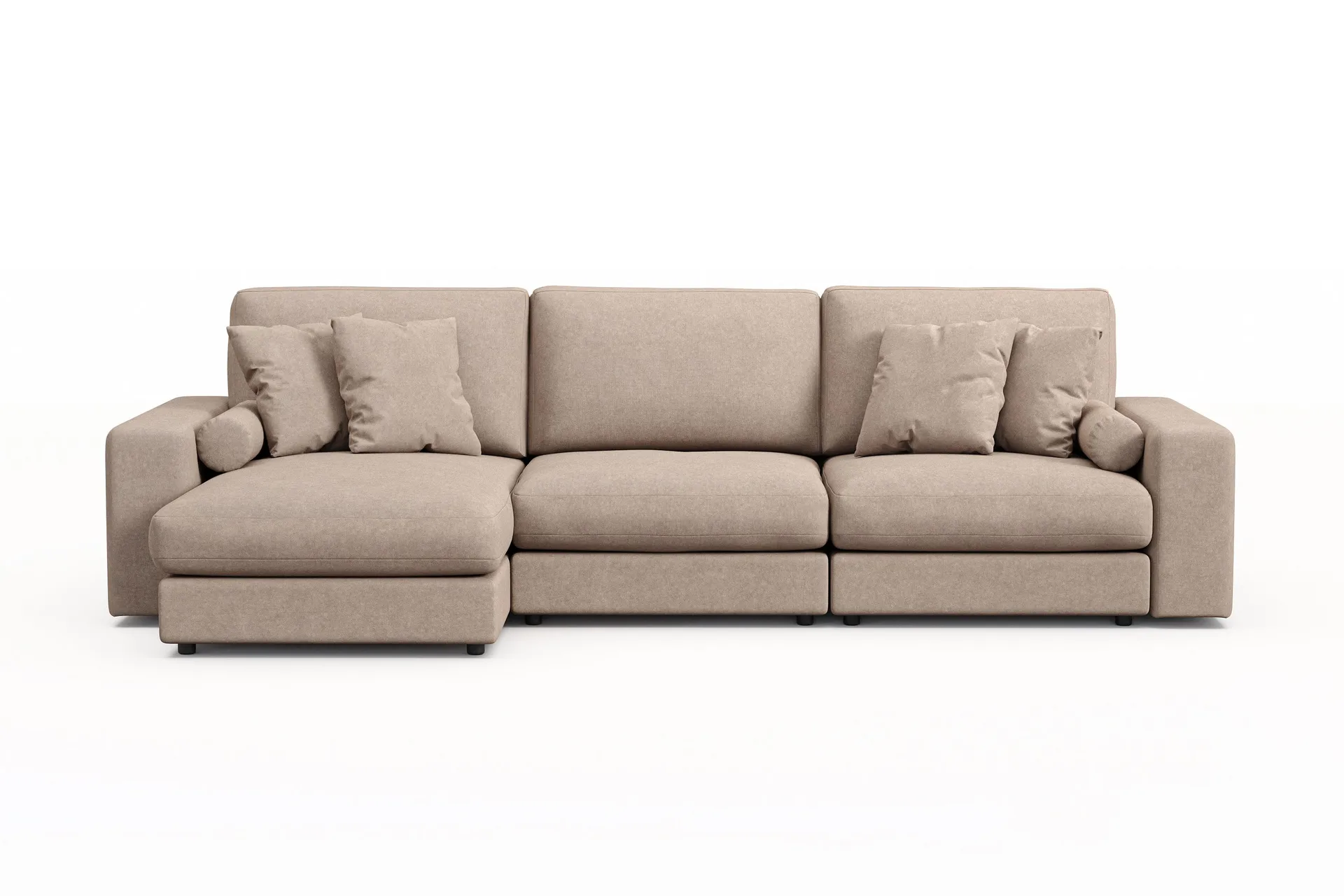 Arken Lyx vendbar, dyp 5-seters L-formet sjeselongsofa i stoff - Beige