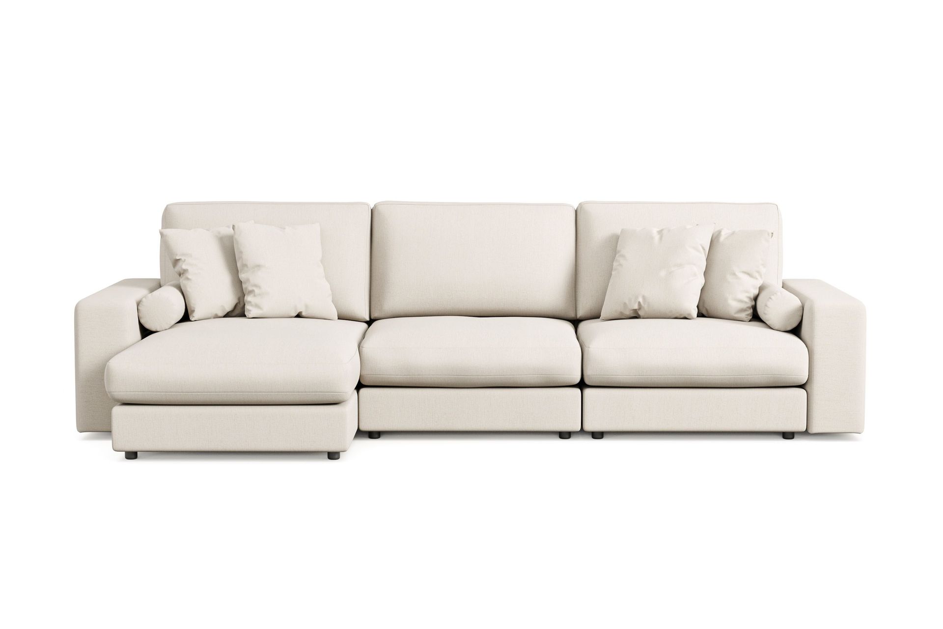 Arken Lyx vendbar, dyp 5-seters L-formet sjeselongsofa i stoff - Lys beige