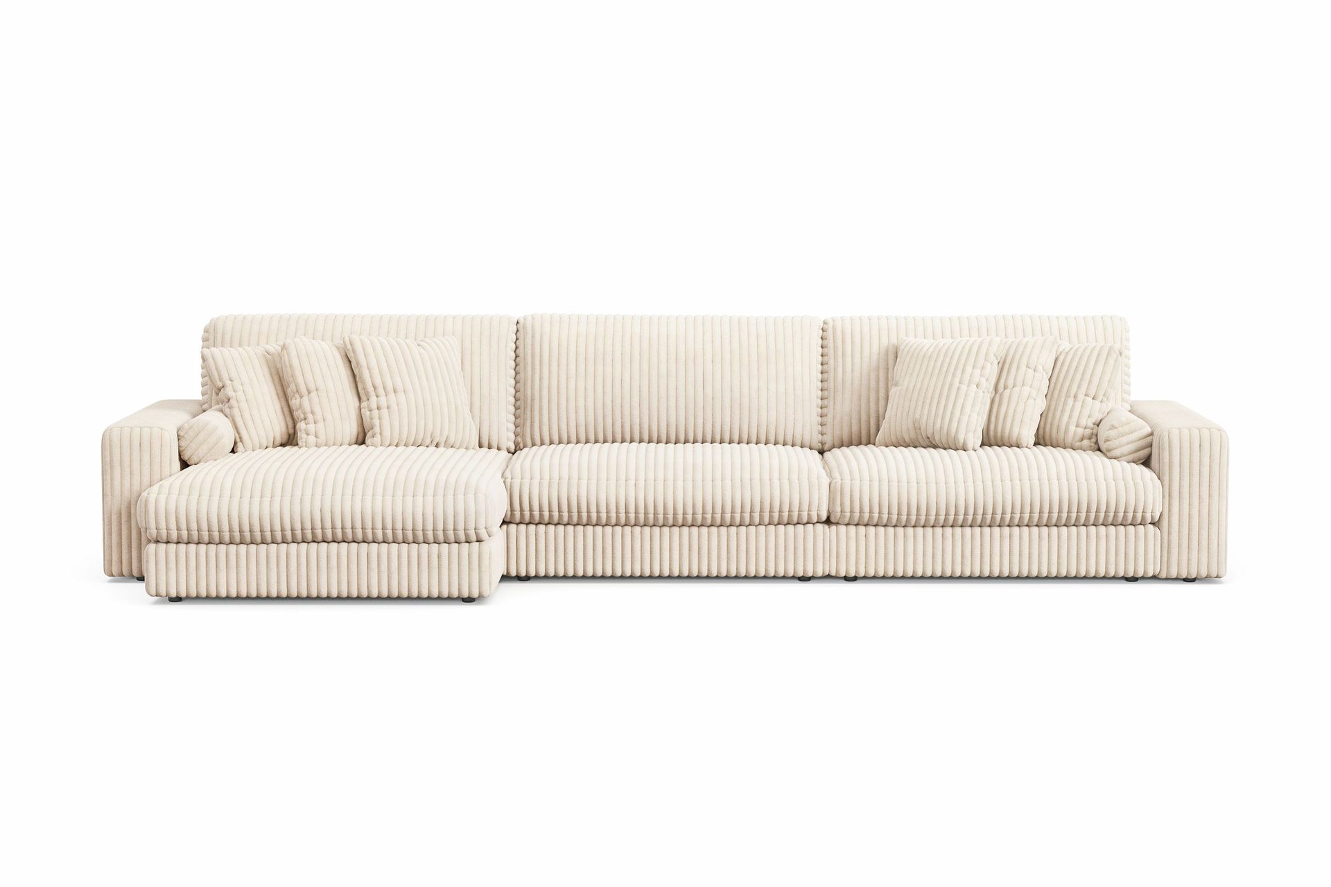 Arken Lyx vendbar, dyp 6-seters L-formet sjeselongsofa i kordfløyel - Beige