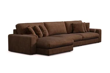 Arken Lyx vendbar, dyp 6-seters L-formet sjeselongsofa i kordfløyel - Mørkebrun - Møbler - Sofaer - Sofa med sjeselong