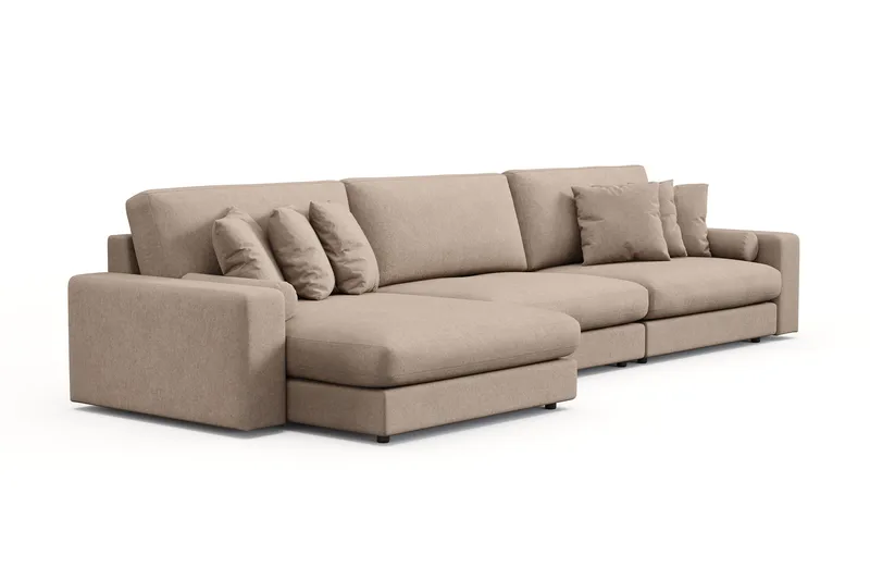 Arken Lyx vendbar, dyp 6-seters L-formet sjeselongsofa i stoff - Beige - Møbler - Sofaer - Sofa med sjeselong