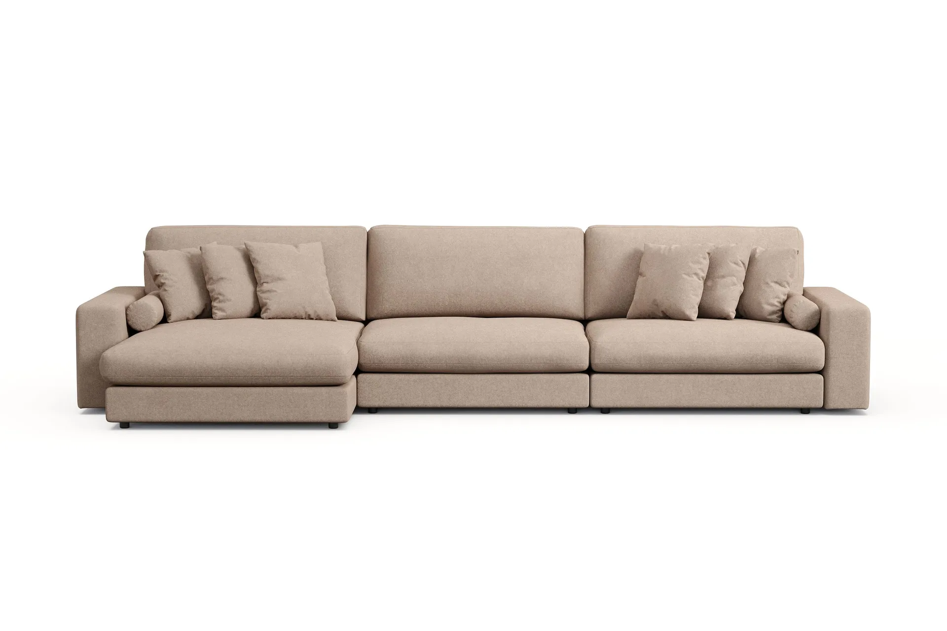 Arken Lyx vendbar, dyp 6-seters L-formet sjeselongsofa i stoff - Beige