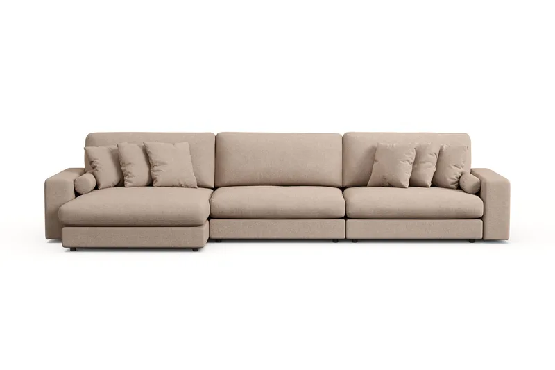 Arken Lyx vendbar, dyp 6-seters L-formet sjeselongsofa i stoff, Beige