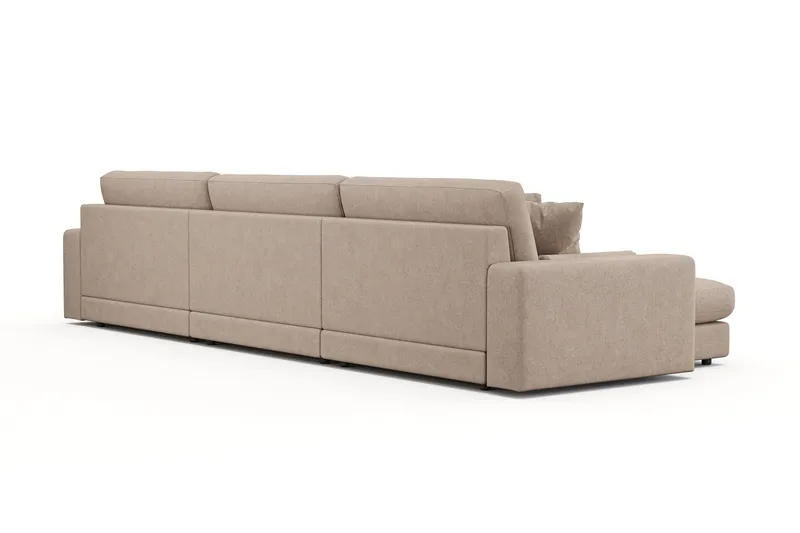 Arken Lyx vendbar, dyp 6-seters L-formet sjeselongsofa i stoff - Beige - Møbler - Sofaer - Sofa med sjeselong