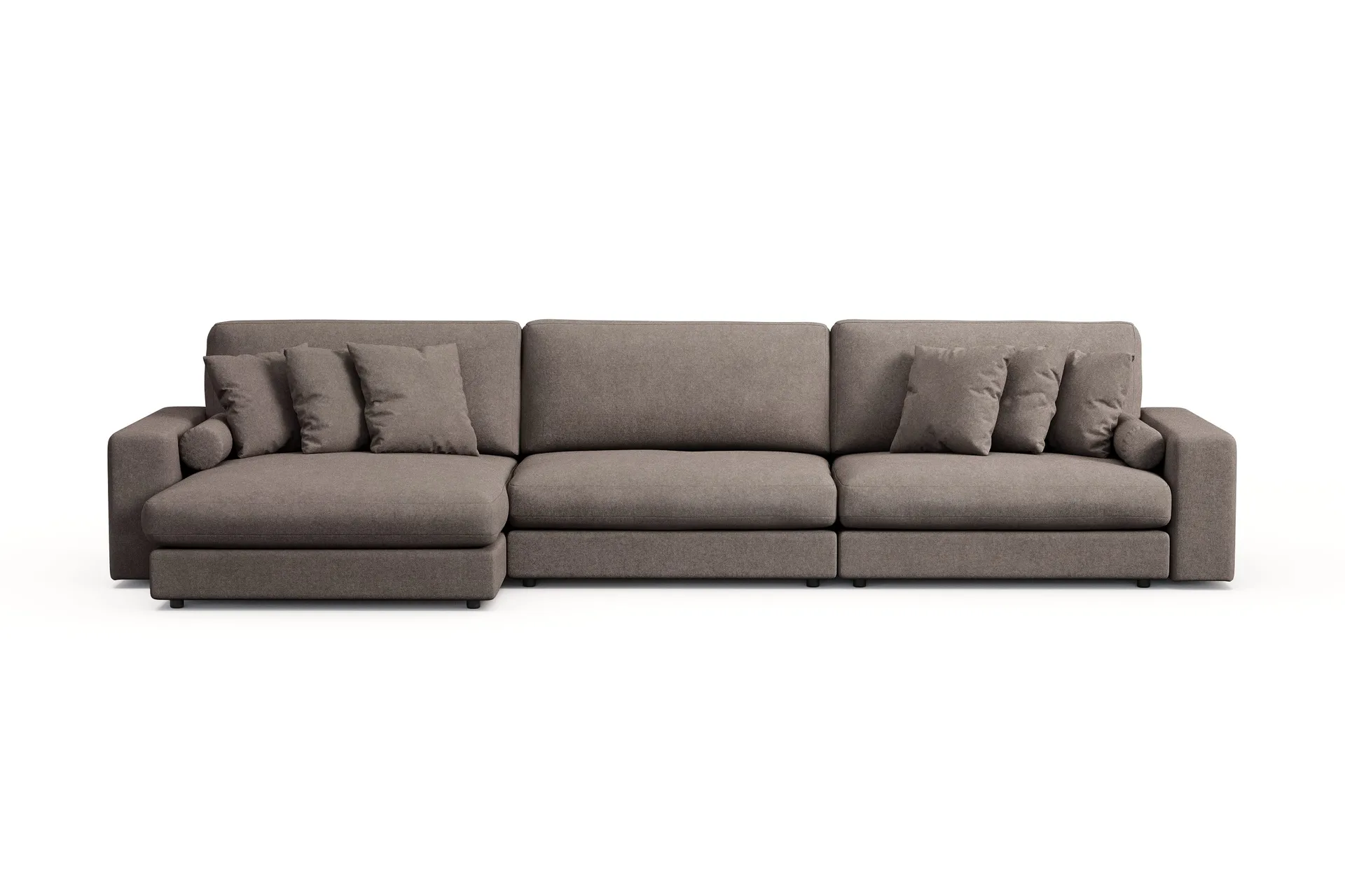 Arken Lyx vendbar, dyp 6-seters L-formet sjeselongsofa i stoff - Brun
