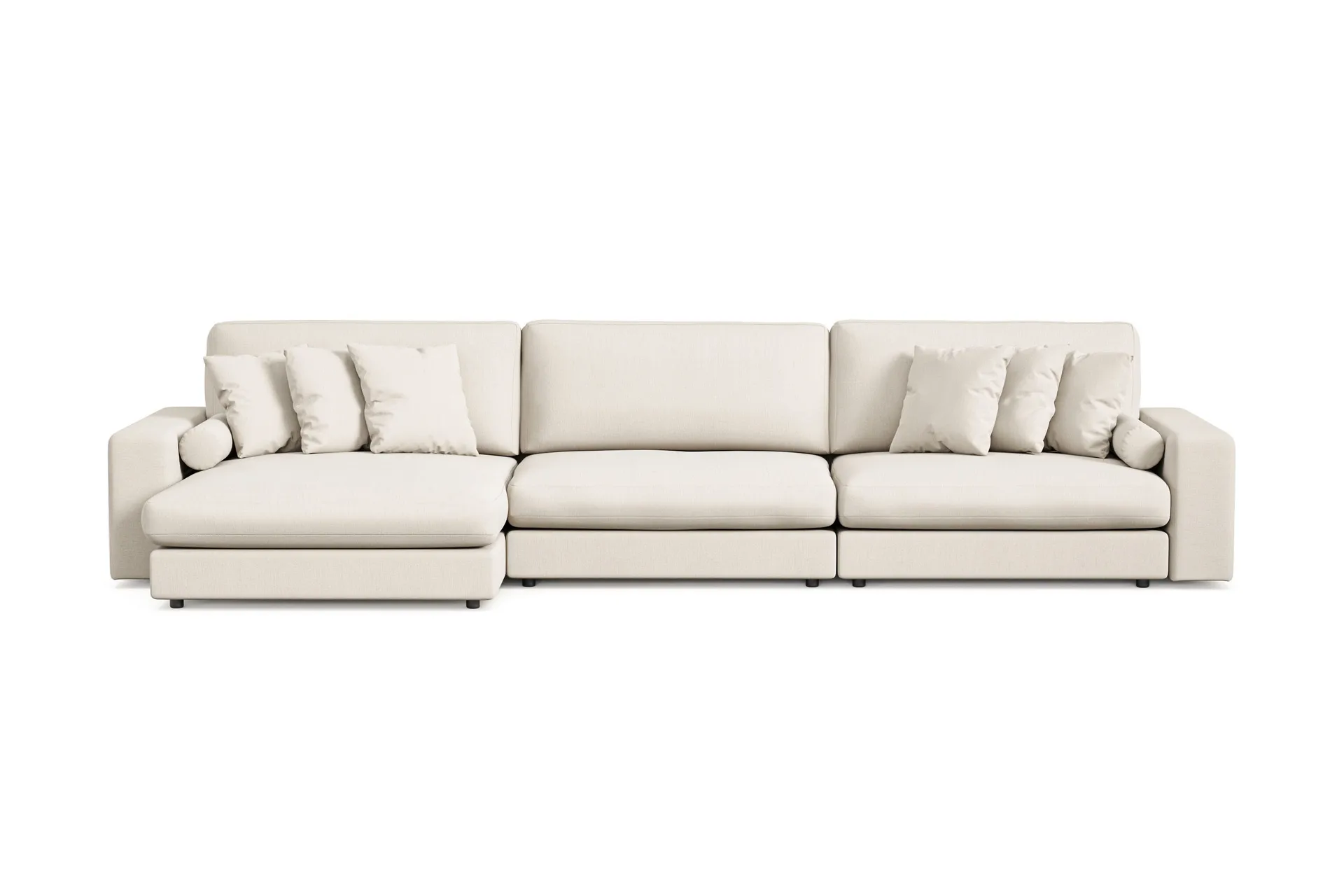 Arken Lyx vendbar, dyp 6-seters L-formet sjeselongsofa i stoff - Lys beige
