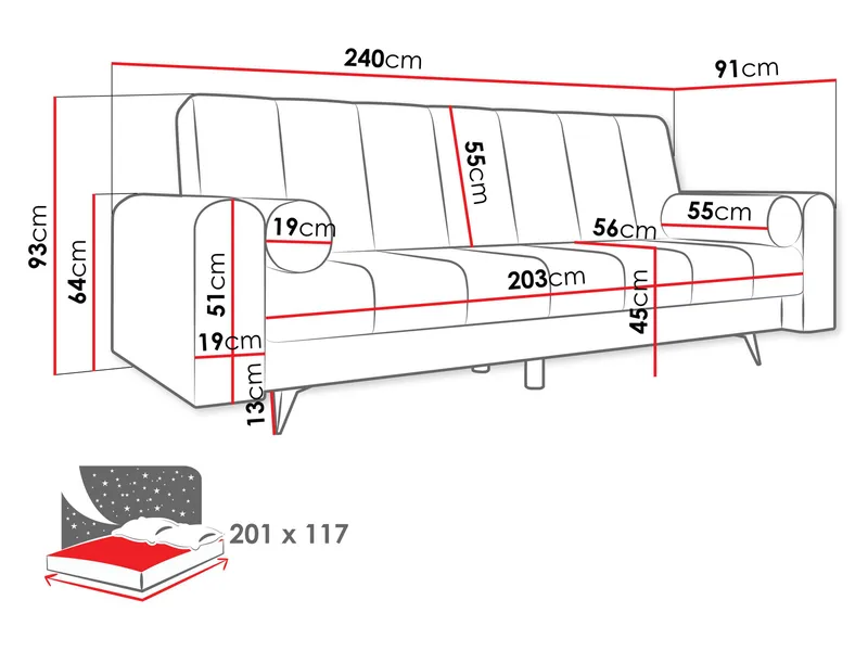 Aurvin 3-seters sovesofa - beige - Møbler - Sofaer - Sovesofaer