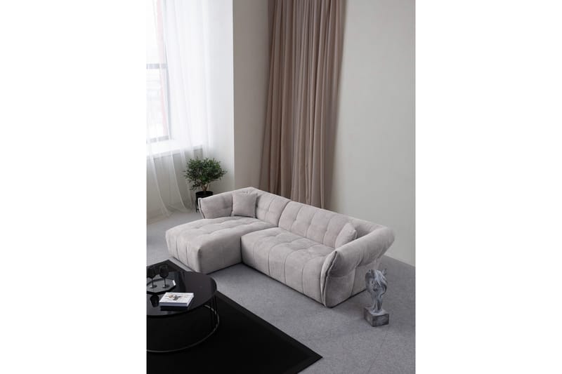 Azzo 4-seters Sofa med Divan - Lysegrå - Møbler - Sofaer - Sofa med sjeselong