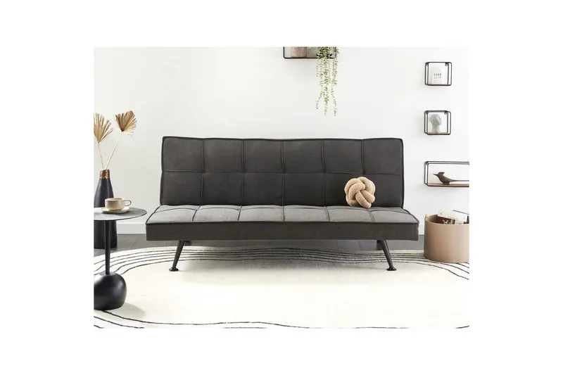 Bäddsoffa Beliani Hasle Blå, Svart Grey||Black - Møbler - Sofaer - Sovesofaer