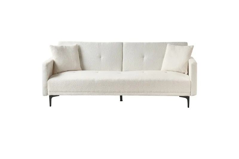 Bäddsoffa Beliani Lucan Beige, svart White||Black - Møbler - Sofaer - Sofagrupper