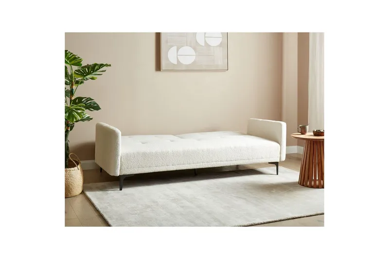 Bäddsoffa Beliani Lucan Beige, svart White||Black - Møbler - Sofaer - Sofagrupper