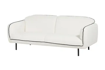 Balint 3-seter Dyp Buet Sofa i Bouclé med Paspoal - Hvit|Svart - Møbler - Sofaer - Sofa 3 seter