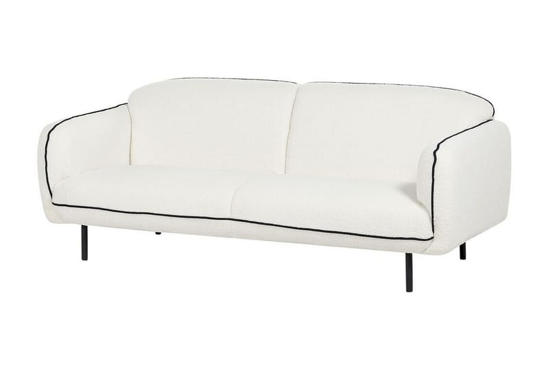Balint 3-seter Dyp Buet Sofa i Bouclé med Paspoal - Hvit|Svart - Møbler - Sofaer - Sofa 3 seter