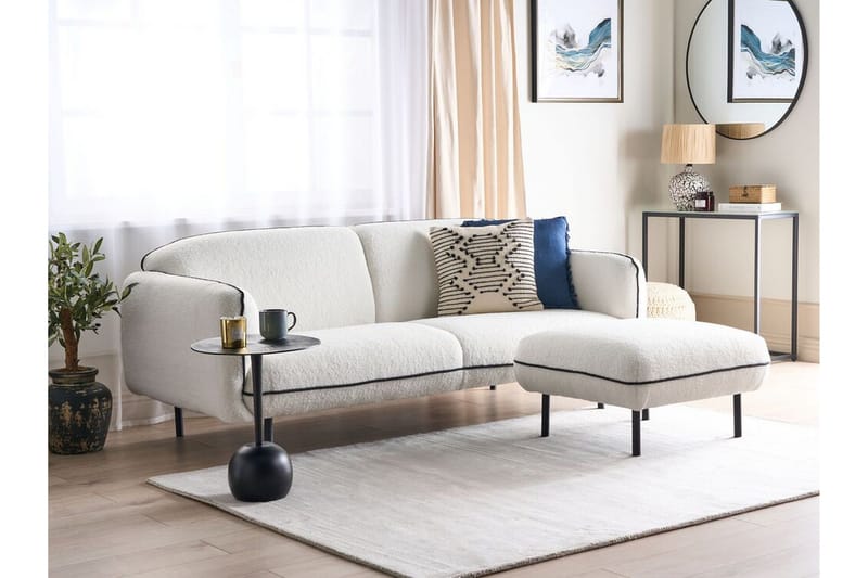 Balint 3-seter Dyp Buet Sofa i Bouclé med Paspoal - Hvit|Svart - Møbler - Sofaer - Sofa 3 seter
