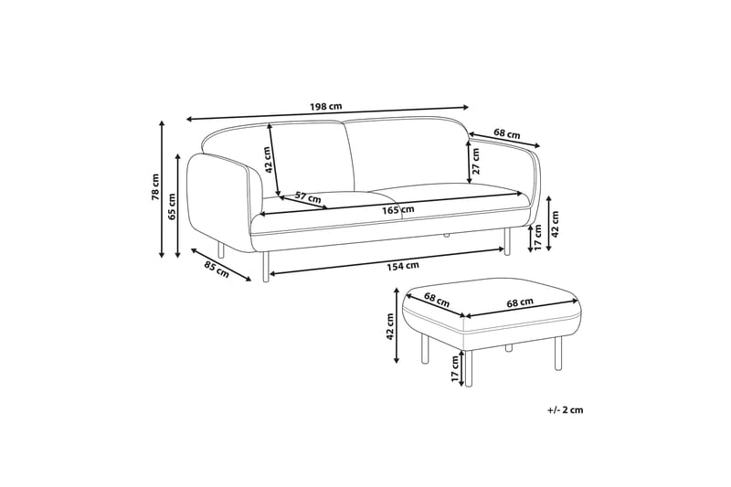 Balint Sofa 3-seter - Grå/Svart - Møbler - Sofaer - Sofa 3 seter