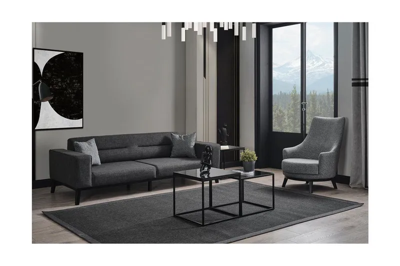 Banjo 4-seters Sovesofa - Antrasitt - Møbler - Sofaer - Sovesofaer