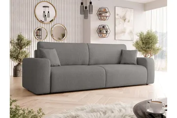Barile Sovesofa 3-seter i Plysj - Grå - Møbler - Sofaer - Sovesofaer
