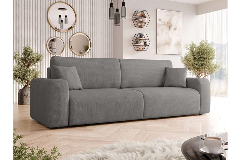 Barile Sovesofa 3-seter i Plysj - Grå - Møbler - Sofaer - Sovesofaer