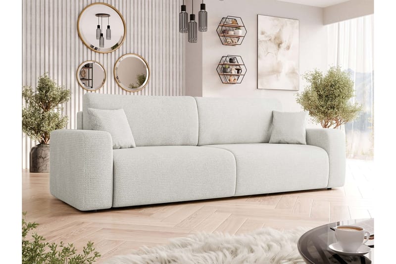 Barile Sovesofa 3-seter i Plysj - Hvit - Møbler - Sofaer - Sovesofaer