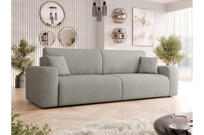 Barile Sovesofa 3-seter i Plysj - Grå - Møbler - Sofaer - Sovesofaer