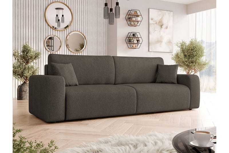 Barile Sovesofa 3-seter i Plysj - Grå - Møbler - Sofaer - Sovesofaer