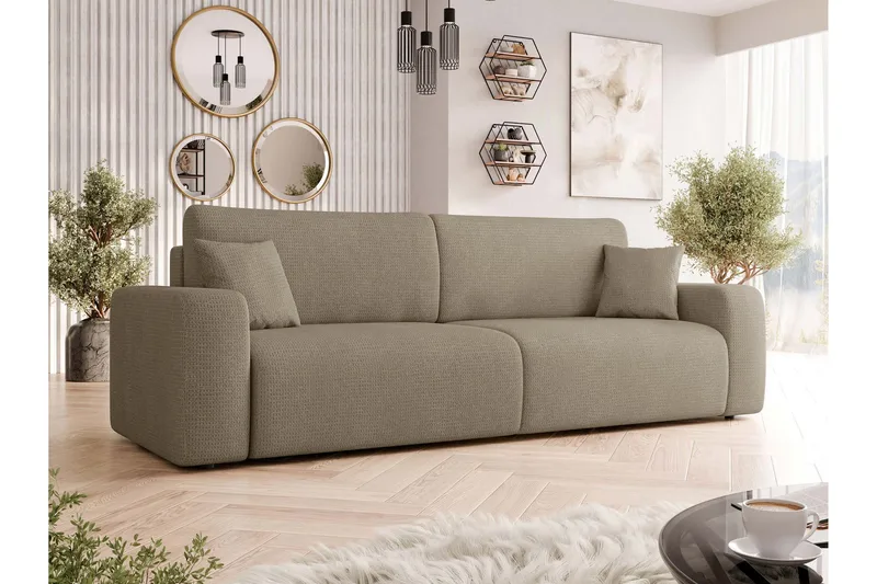 Barile Sovesofa 3-seter i Plysj - Brun - Møbler - Sofaer - Sovesofaer