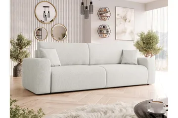 Barile Sovesofa 3-seter i Plysj - Hvit - Møbler - Sofaer - Sovesofaer