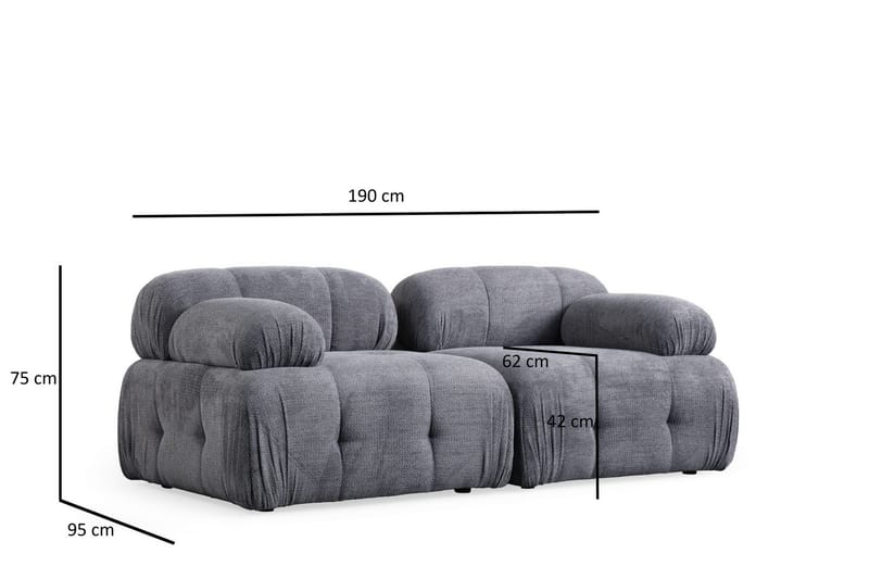 Belgin Sofa 2-seter - Grå - Møbler - Sofaer - Modulsofaer - Komplett modulsofa