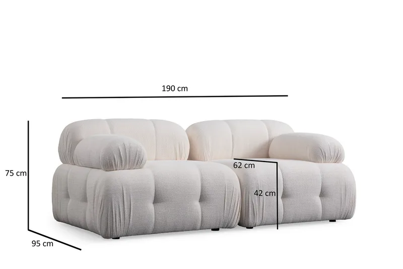 Belgin Sofa 2-seter - Hvit - Møbler - Sofaer - Modulsofaer - Komplett modulsofa