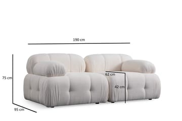 Belgin Sofa 2-seter - Hvit - Møbler - Sofaer - Modulsofaer - Komplett modulsofa