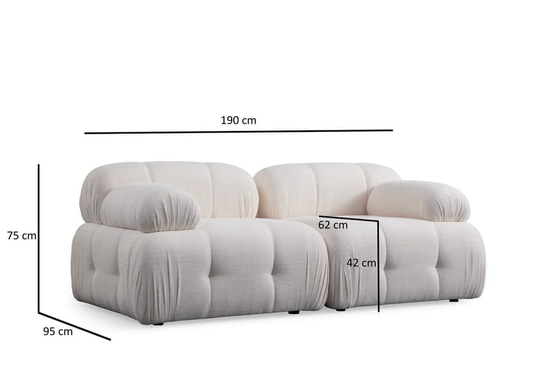 Belgin Sofa 2-seter - Hvit - Møbler - Sofaer - Modulsofaer - Komplett modulsofa