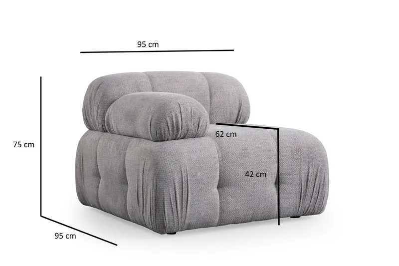 Belgin Sofa 2-seter - Lys grå - Møbler - Sofaer - Modulsofaer - Komplett modulsofa