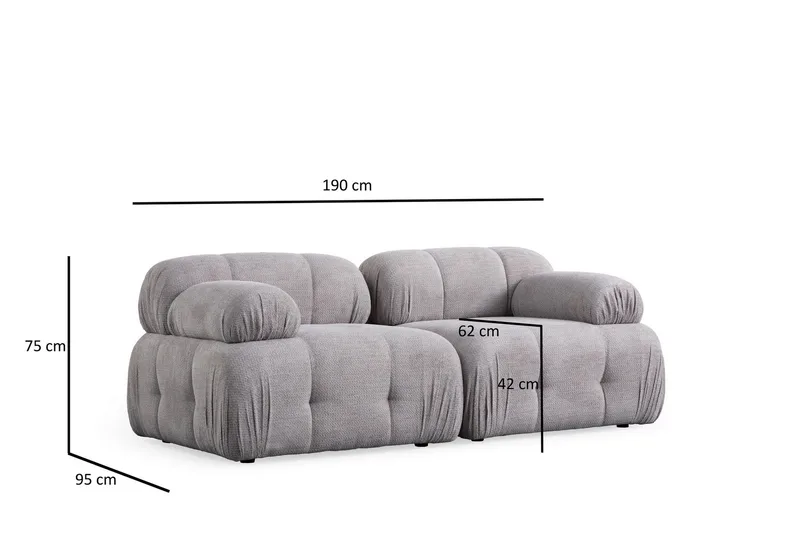 Belgin Sofa 2-seter - Lys grå - Møbler - Sofaer - Modulsofaer - Komplett modulsofa