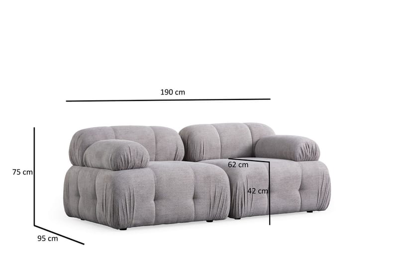 Belgin Sofa 2-seter - Lys grå - Møbler - Sofaer - Modulsofaer - Komplett modulsofa