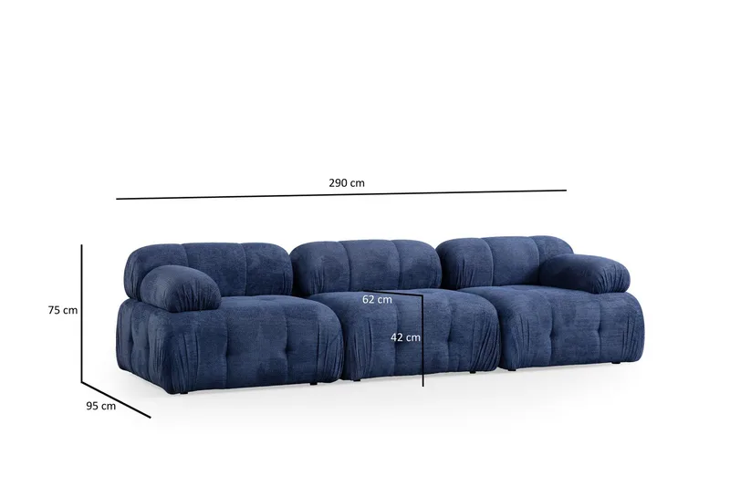 Belgin Sofa 3-seter - Blå - Møbler - Sofaer - Modulsofaer - Komplett modulsofa