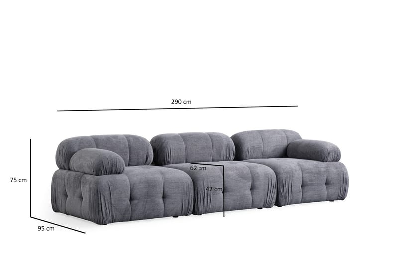 Belgin Sofa 3-seter - Grå - Møbler - Sofaer - Sofa 3 seter