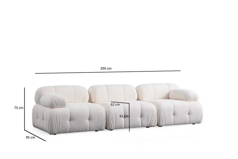 Belgin Sofa 3-seter - Hvit - Møbler - Sofaer - Modulsofaer - Komplett modulsofa