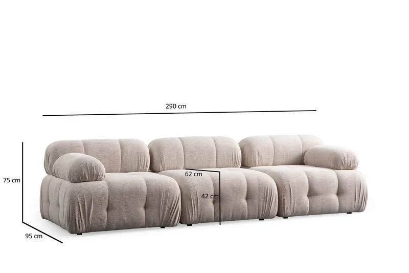 Belgin Sofa 3-seter - Krem - Møbler - Sofaer - Modulsofaer - Komplett modulsofa
