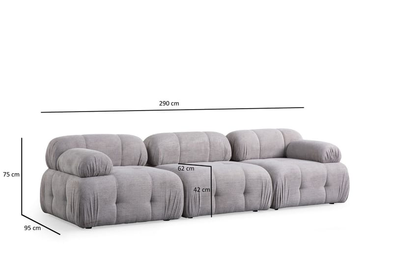 Belgin Sofa 3-seter - Lys grå - Møbler - Sofaer - Modulsofaer - Komplett modulsofa