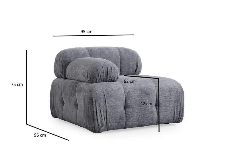 Belgin Sofa med Sjeselong 2-seter - Grå - Møbler - Sofaer - Modulsofaer - Komplett modulsofa