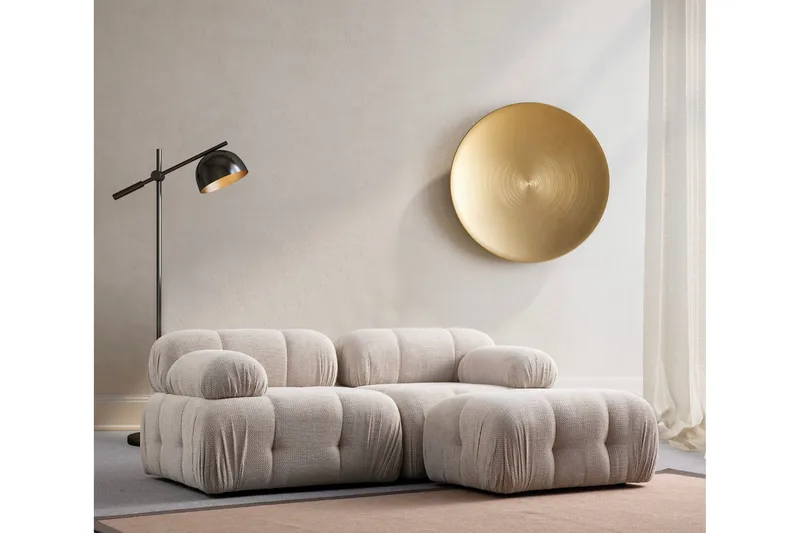 Belgin Sofa med Sjeselong 2-seter, Krem