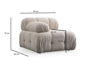 Belgin Sofa med Sjeselong 2-seter - Krem - Møbler - Sofaer - Modulsofaer - Komplett modulsofa