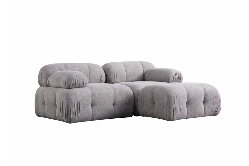 Belgin Sofa med Sjeselong 2-seter - Lys grå - Møbler - Sofaer - Modulsofaer - Komplett modulsofa