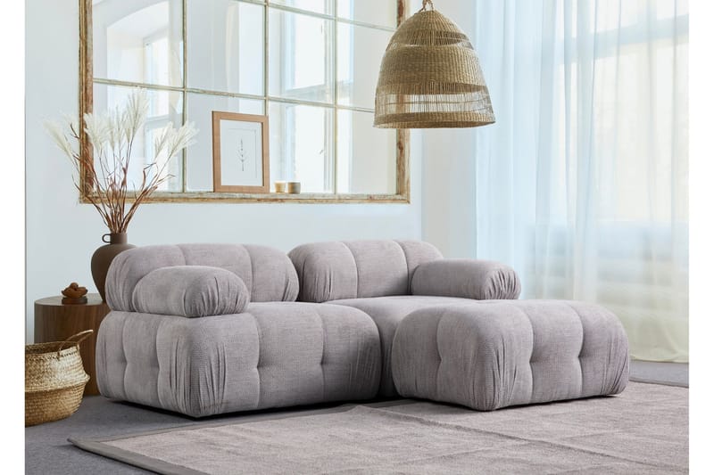 Belgin Sofa med Sjeselong 2-seter - Lys grå - Møbler - Sofaer - Modulsofaer - Komplett modulsofa