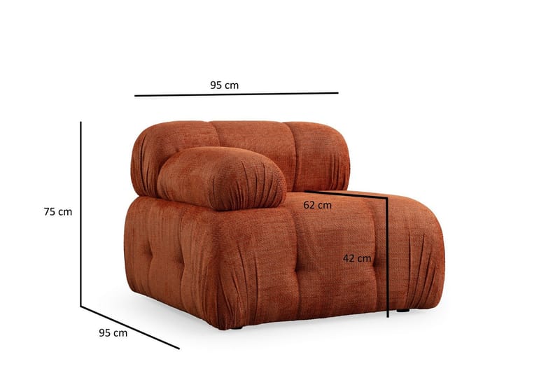Belgin Sofa med Sjeselong 2-seter - Oransje - Møbler - Sofaer - Modulsofaer - Komplett modulsofa