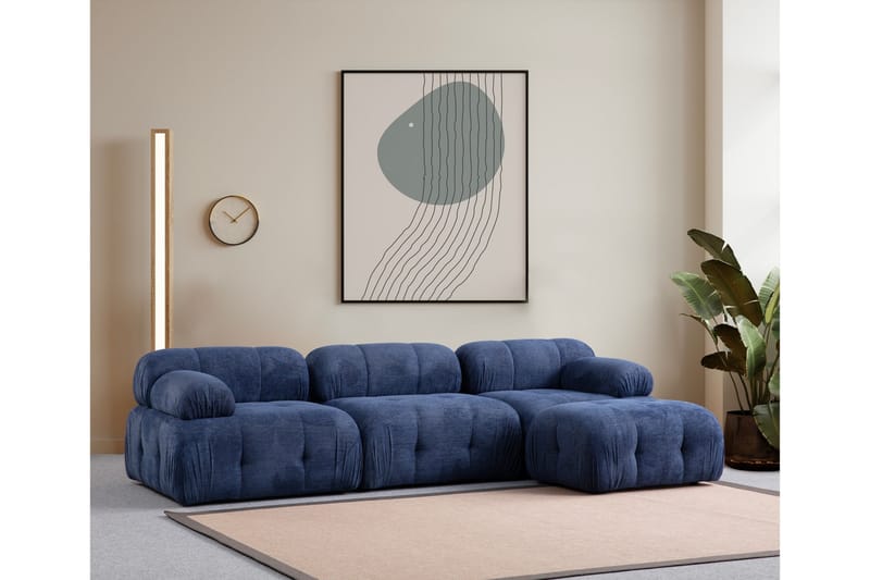 Belgin Sofa med Sjeselong 3-seter - Blå - Møbler - Sofaer - Sofa med sjeselong