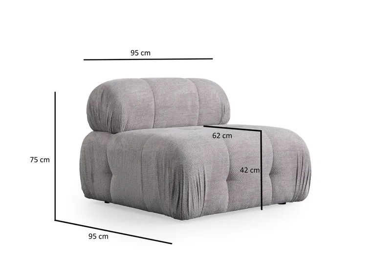 Belgin Sofa med Sjeselong 3-seter - Lys grå - Møbler - Sofaer - Modulsofaer - Komplett modulsofa