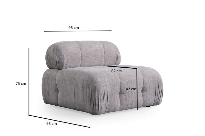 Belgin Sofa med Sjeselong 3-seter - Lys grå - Møbler - Sofaer - Modulsofaer - Komplett modulsofa